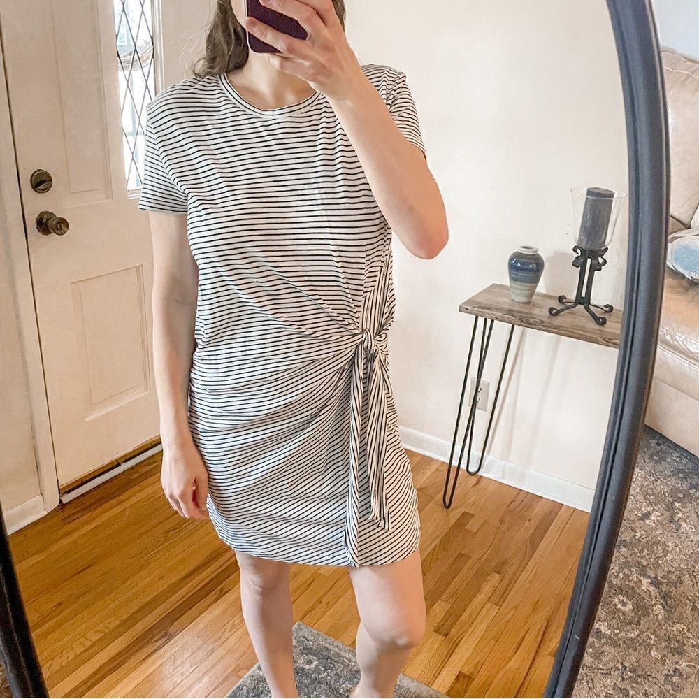 Vince Striped T-Shirt Dress Side Tie S